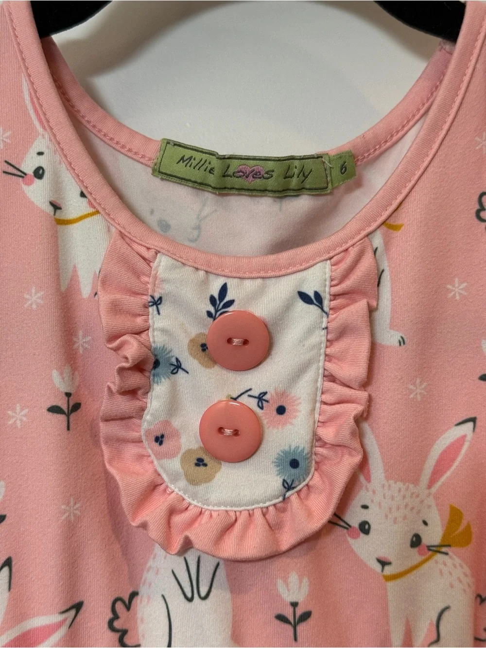 Millie Loves Lily Girls' Sleeveless Pink Bunny Print Dress Size 6